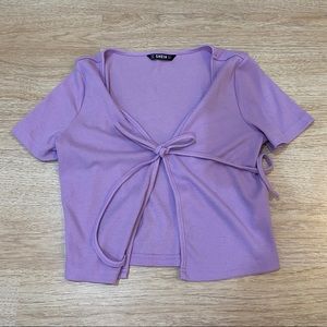 Shein front tie lilac purple cardigan